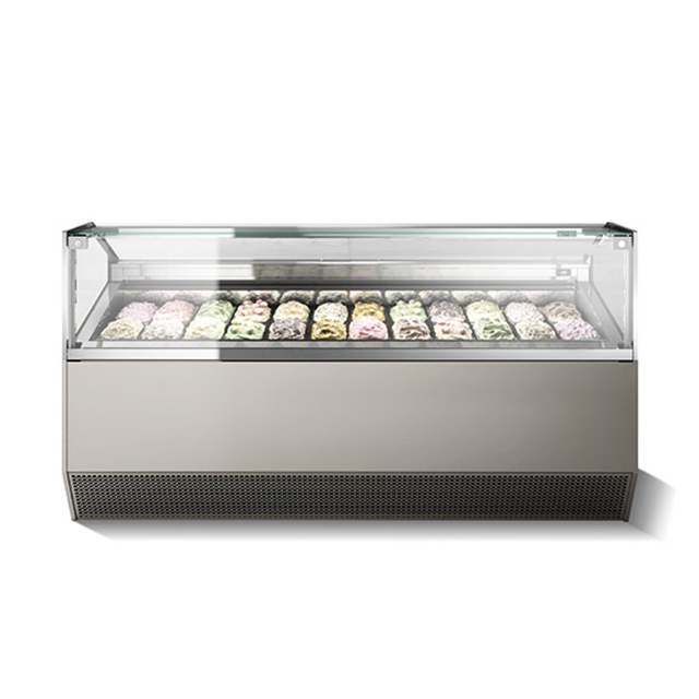 Prosky Counter Showcase Green Popsicle Freezer Affichage de gelato moderne avec écran